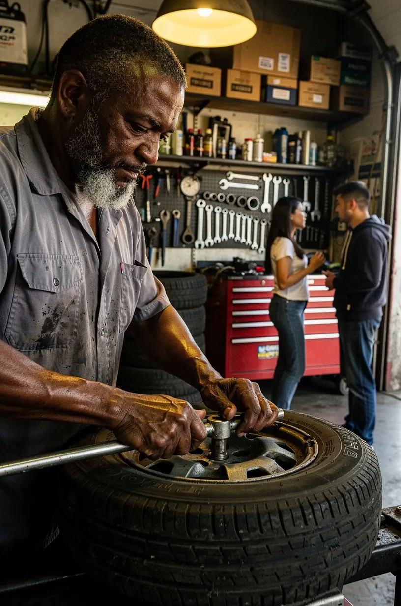 Technician using diagnostic tools to evaluate suspension health in a New York City service center